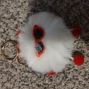Cute Fluffy Keychain with Gold Accents